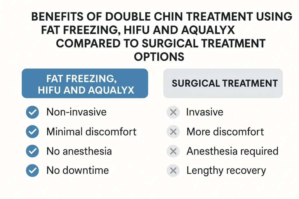 Graphic about the benefits of double chin treatment Morden - from LA LIPO
