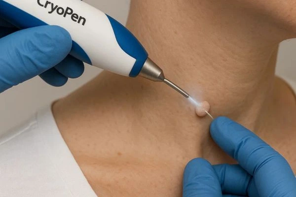 Person receiving Cryotherapy skin tag removal Morden